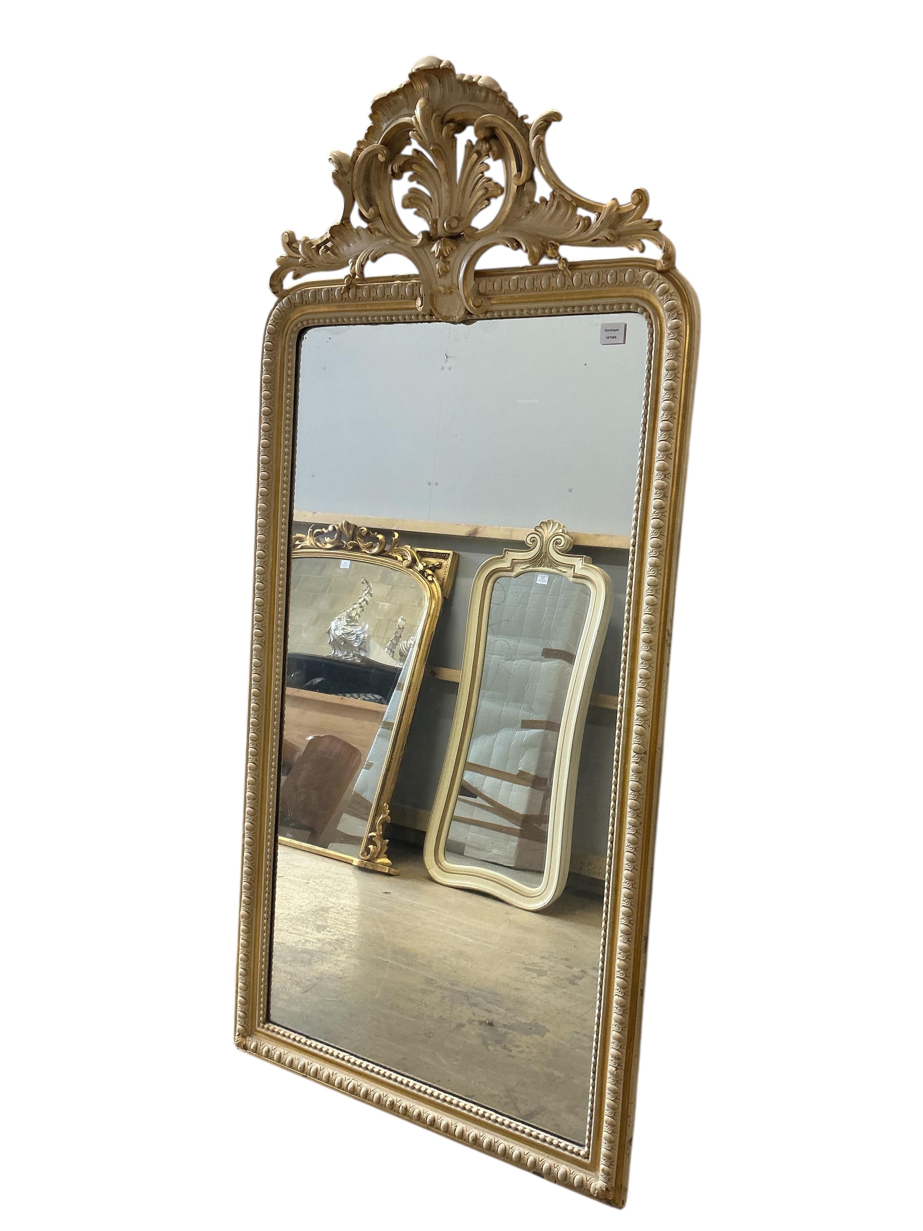 A Victorian giltwood and composition pier glass, later painted, width 86cm, height 184cm